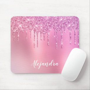 Graurosa Goldgold und lila Tropfen des Glitzer Mousepad