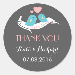 Graurosa Liebesvögel Gastgeschenk Hochzeit Sticker