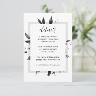 Graurosa Moderne Blumenrahmen-Hochzeit Begleitkarte