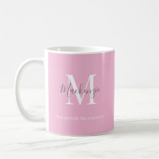 Graurosa Personalisierter Monogrammname Kaffeetasse