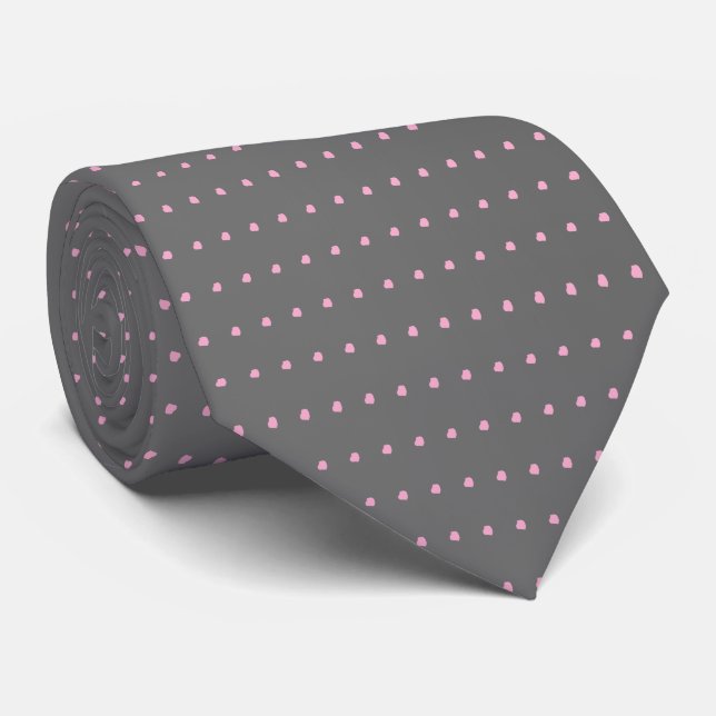 Graurosa Polka Dots Krawatte (Gerollt)