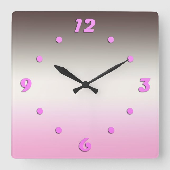 Graurosa Shadow Quadratische Wanduhr (Vorderseite)