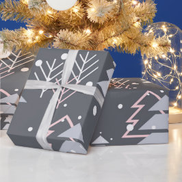 Graurosa und weißer Schnee Geschenkpapier
