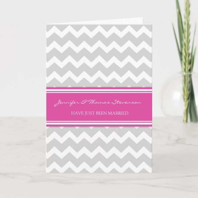 Graurosa Zickzack Just Married Announcement Card Ankündigung (Vorderseite)