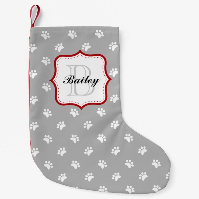 Grauroter Personalisierter Pet Name Weihnachten Kleiner Weihnachtsstrumpf (Vorderseite)