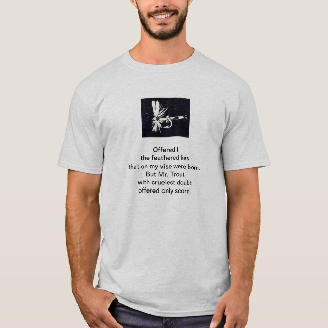 "Grausame Forelle" Original Gedicht & Trockenflieg T-Shirt (Vorderseite)