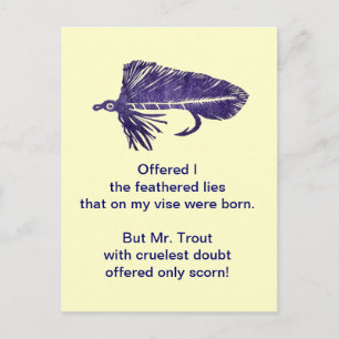"Grausame Forelle" Postkarte "Lila Matuka"