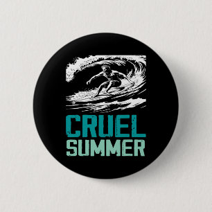 Grausamer Sommer Retro-Welle-Surfen Urlaub Ferien Button