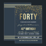 Grauschwarz | Gold Confetti 40. Geburtstag Party Einladung<br><div class="desc">Grauschwarz | Gold Confetti 40. Geburtstag Party Einladungen. Diese formelle,  elegante,  trendige,  moderne 40. Geburtstagsfeier eignet sich für Damen und Herren. Es besteht aus goldfarbenen,  klaren Linien,  stilvollem Gothic-Drehbuch im Obergeschoss und ausgeklügelten Imitaten mit Goldfolientext auf einem dunkelblauen Hintergrund mit Duschen von glitzernden,  glänzenden Goldkonfetti und Party-Raster.</div>