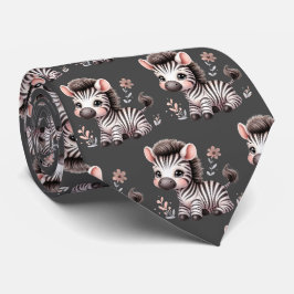 Grauschwarz und Weiß Moderne Kawaii Niedlich Zebra Krawatte