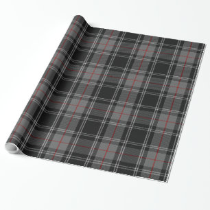 Grauschwarzer Tartan Kariert Geschenkpapier