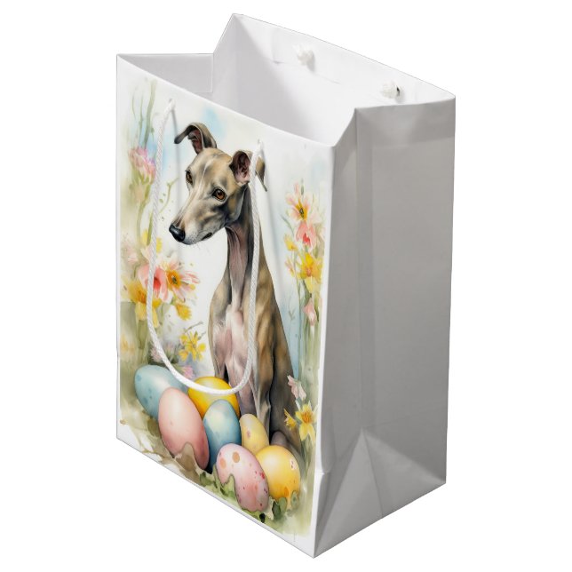 Grauschwund mit Ostereiern Mittlere Geschenktüte (Vorderseite Schrägansicht)
