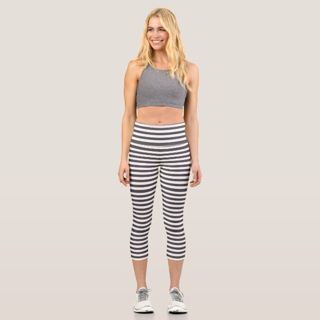 Graustreifen Capri Leggings (Vorderseite)