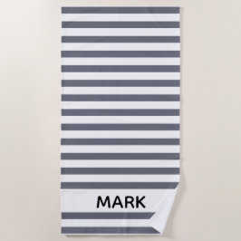 Graustreifen und Weiß Personalisiert Strandtuch