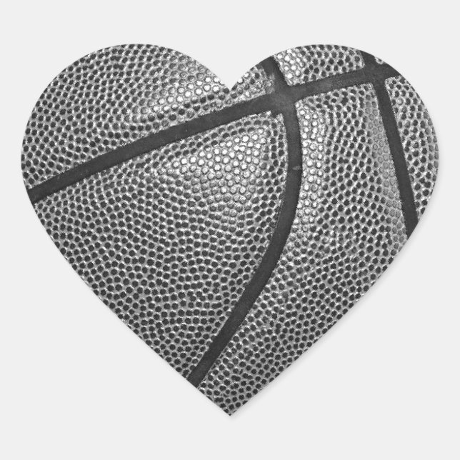 Graustufen-Basketball Herz-Aufkleber (Vorderseite)