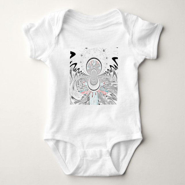 Graustufen Kaleidoskop Art Print Baby Strampler (Vorderseite)