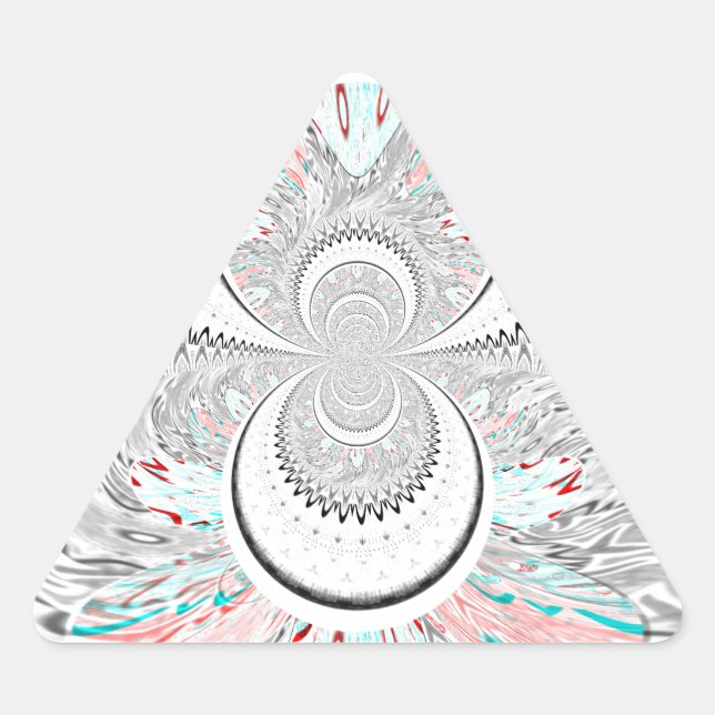 Graustufen Kaleidoskop Art Print Dreieckiger Aufkleber (Vorderseite)
