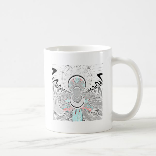 Graustufen Kaleidoskop Art Print Kaffeetasse (Rechts)