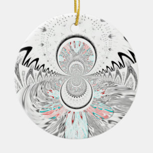 Graustufen Kaleidoskop Art Print Keramikornament