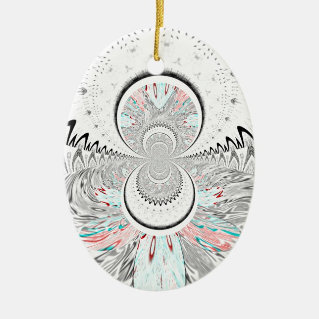 Graustufen Kaleidoskop Art Print Keramikornament (Vorne)