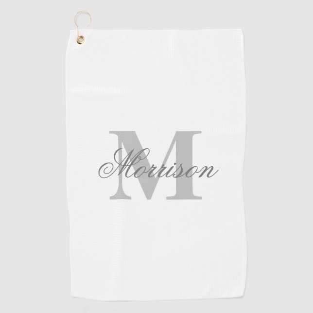 Graustufen-Monogramm Golfhandtuch (Vorderseite)