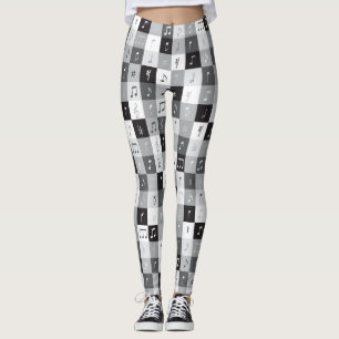 Graustufen-Musiknoten Leggings