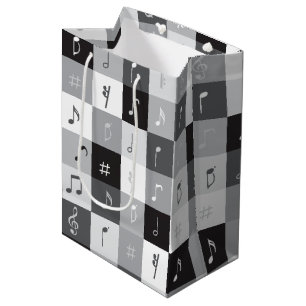 Graustufen-Musiknoten Mittlere Geschenktüte