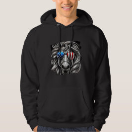 Graustufen Pferdekunst mit amerikanischer Fahne So Hoodie