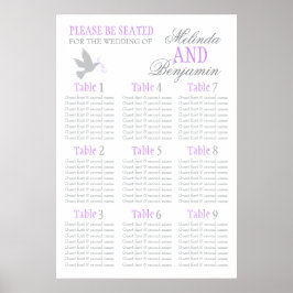 Grautaube lila Hochzeitstisch-Planer 1-9 Poster