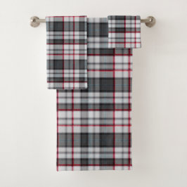 Grautexturierte Tartan kariert Badhandtuch Set