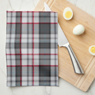 Grautexturierte Tartan kariert Geschirrtuch