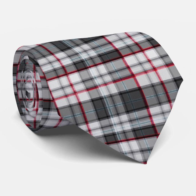 Grautexturierte Tartan kariert Krawatte (Gerollt)