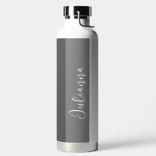 Grautöne Moderne Streifen mit Namen Trinkflasche