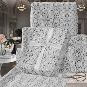 Grautonschwarz und weiß Snakeskin Geschenkpapier