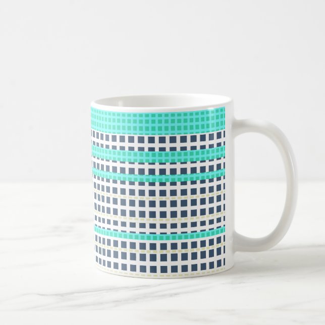 Grautürkis kariert kaffeetasse (Rechts)