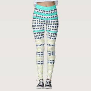Grautürkis kariert leggings