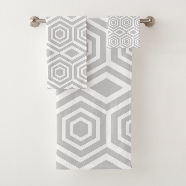 Grautürkisches geometrisches Muster Badhandtuch Set (Insitu)
