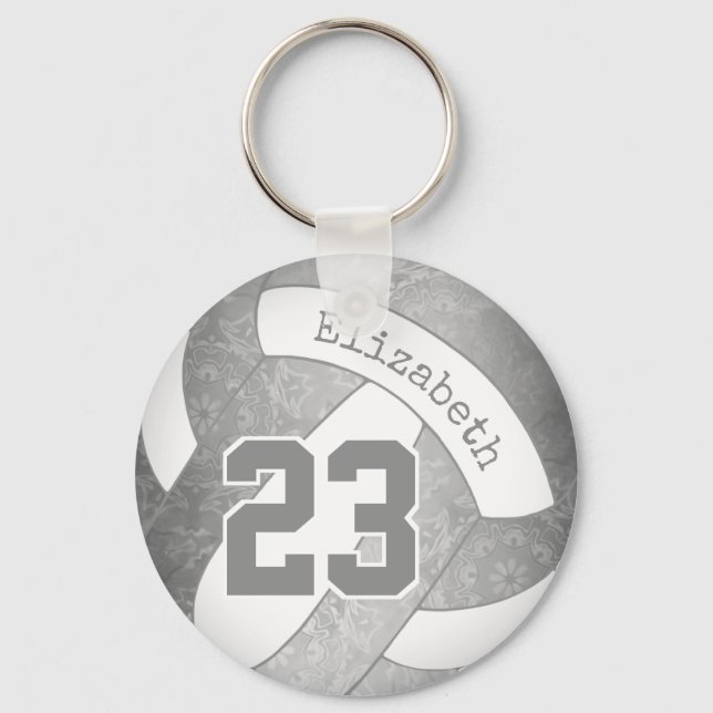 Grauvolleyball personalisiert schlüsselanhänger (Vorderseite)