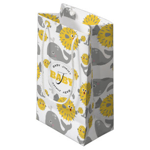 Grauwal und Blowfish Cartoon Baby Monogram Kleine Geschenktüte