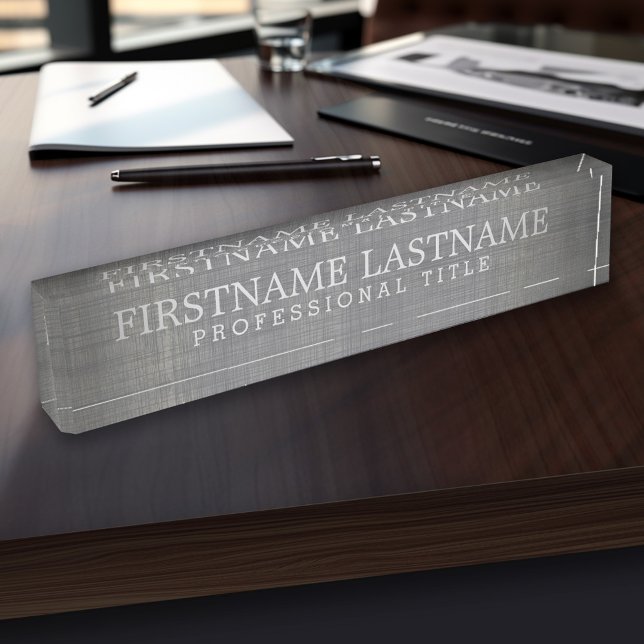 Grauwäsche - Grundname und Beruflicher Titel Namensplakette (Personalized Name Plate - Custom Logo Executive Desk Plate with Name and Professional Title)