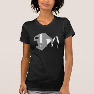 Grauweiß Abstrakt Zeitgenössischer Fisch Abstrakte T-Shirt