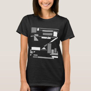 Grauweiß, zeitgenössisch, MCM inspiriert, geometri T-Shirt