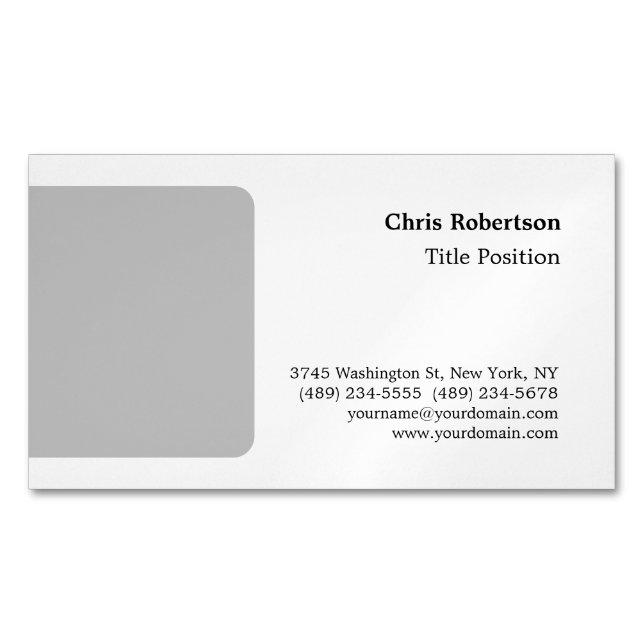 Grauweiße Charming Minimalistisch Custom Magnetische Visitenkarte (Vorderseite)