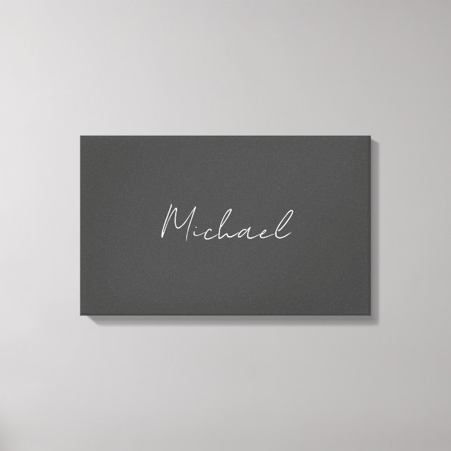 Grauweiße Handschrift Minimalistisch Ihren Namen Leinwanddruck (Vorderseite)
