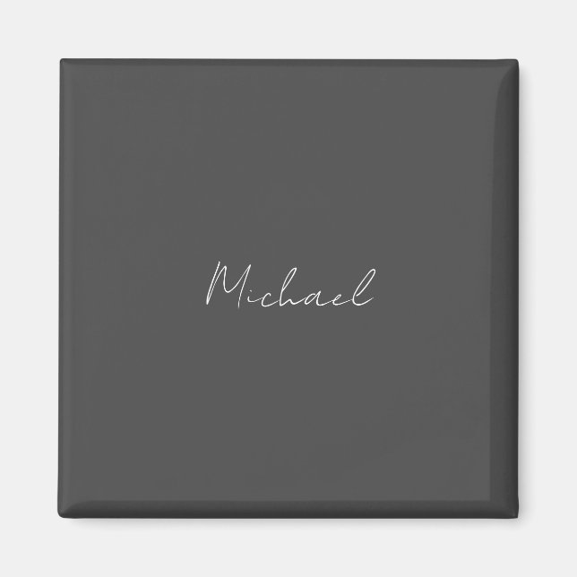 Grauweiße Handschrift Minimalistisch Ihren Namen Magnet (Vorne)