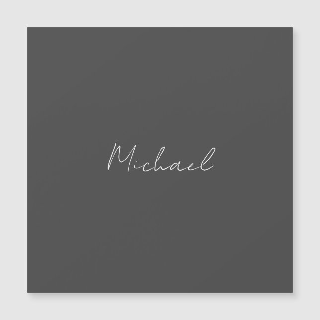 Grauweiße Handschrift Minimalistisch Ihren Namen Magnetkarte (Vorderseite)