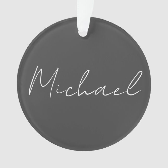 Grauweiße Handschrift Minimalistisch Ihren Namen Ornament (Vorderseite)