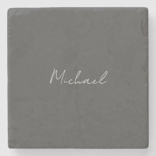 Grauweiße Handschrift Minimalistisch Ihren Namen Steinuntersetzer