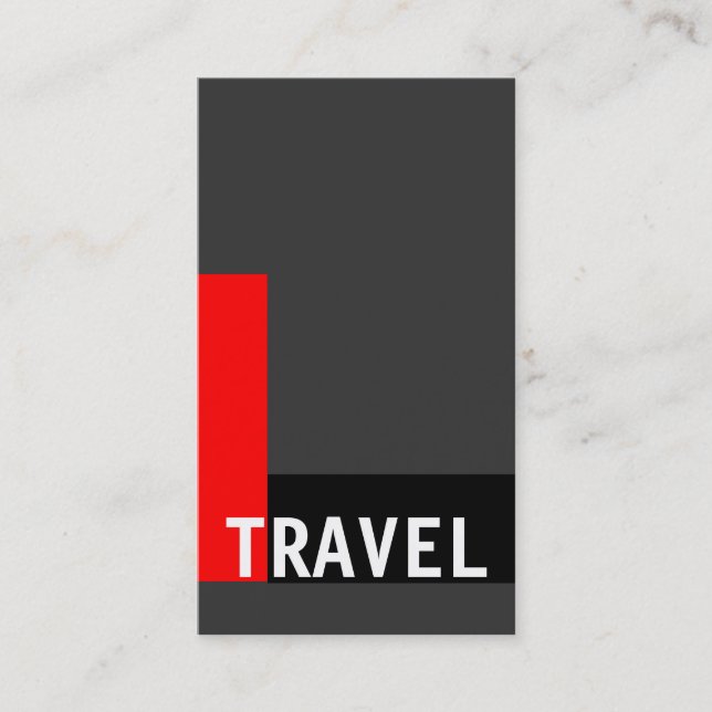 Grauweiße Schwarz-Rot-Reise-Agent-Visitenkarte Visitenkarte (Vorderseite)