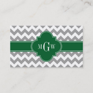 Grauweiße Zickzack Smaragdfolie 3 Monogramm Visitenkarte
